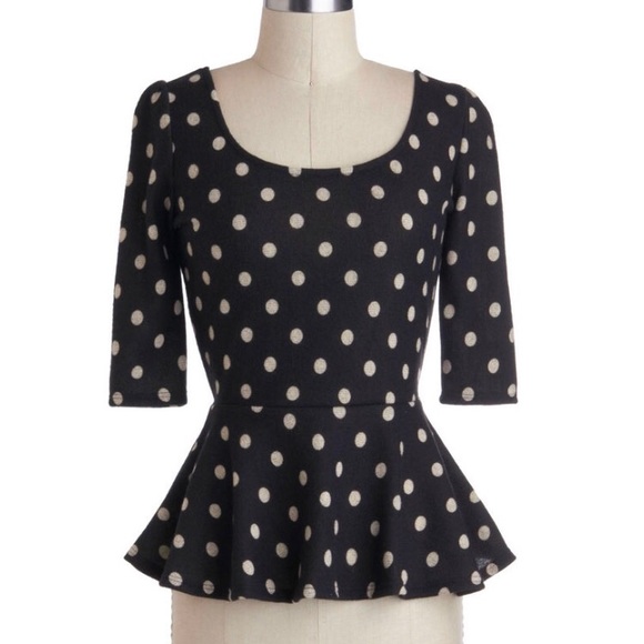 Polkadot peplum blouse ModCloth - Picture 1 of 2